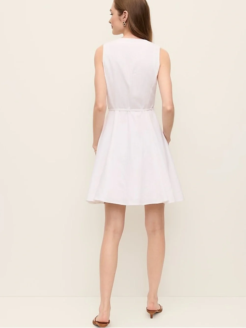 Ann Taylor Linen Blend Flare Dress In White Color Womens size 2 NWT - Picture 2 of 9